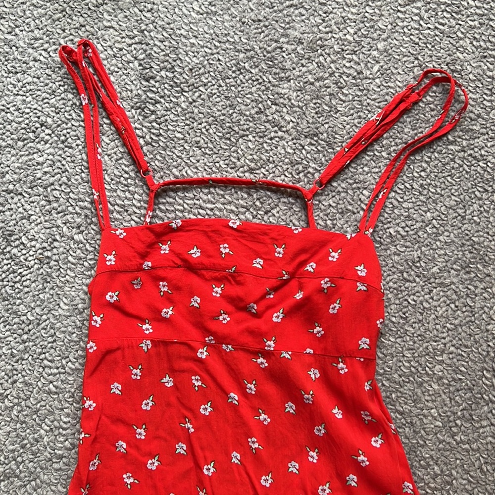 Free people red floral mini dress - Picture 2 of 8